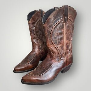 Laredo Men’s Laramie Brown Leather Snip Toe Western Cowboy Boots Size 9.5 EW